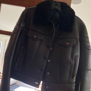 Brand New Coach Leather Jacket with Fur